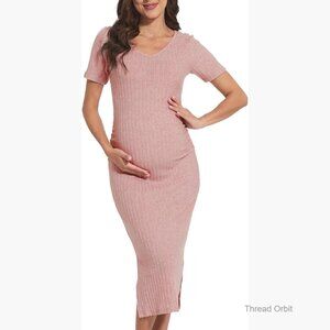 Long Sleeve Maternity Sweater Dress for Pregnancy and Baby Shower